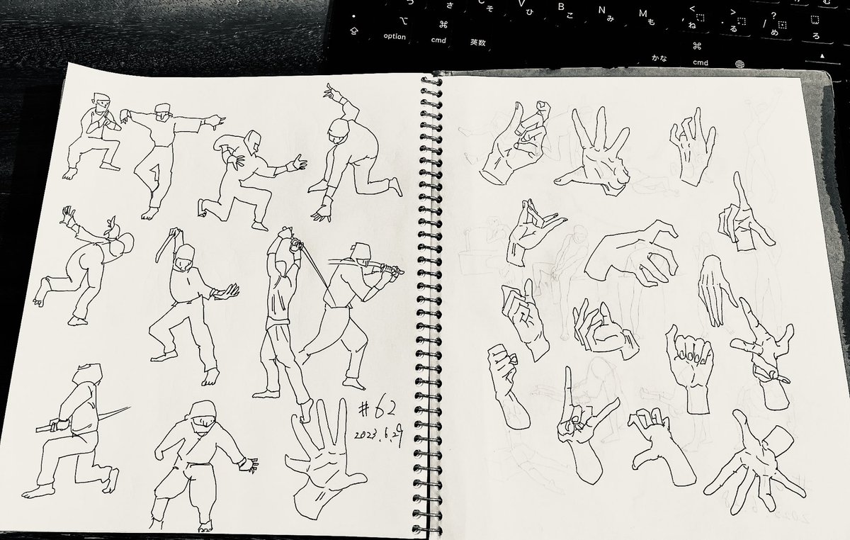 #62
着衣面積が多いと線の迷いでブレてしまう。動きの流れをシワに落としこんで描けるといいのかも。
手は手根骨、中手骨の配置は変わらないからそこを直線or曲線で必ず結べることを意識するとバランスがよくなりそう。
#ジェスドロ https://t.co/kJORFP8vmF