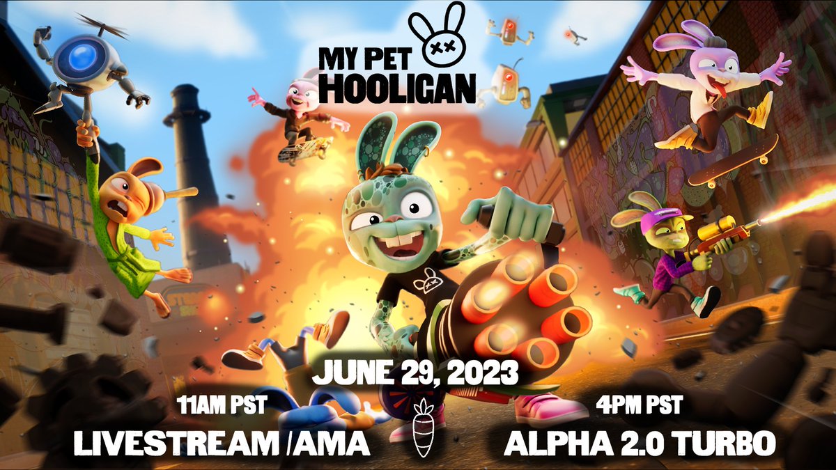 The time has come... Thursday June 29... Pull up! 🐰

11AM PST - Livestream &amp; AMA
4PM PST - Get Your Download Keys (GYMFDK)

Alpha 1.5 is dead... LONG LIVE ALPHA 2.0 TURBO!