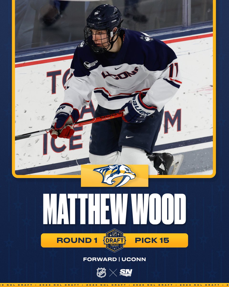 The Nashville Predators select Matthew Wood with the 15th Overall Pick of the 2023 #NHLDraft. 🎶