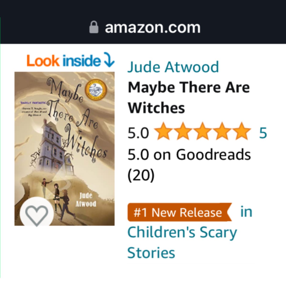 Ever since I was in 3rd grade, I’ve wanted to write kids’ books.

It took me a while, but I’m finally living that dream. Today my book was the #1 new release in Children’s Scary Stories on the world’s top retail site.

Thanks to all the wonderful readers who helped it get there!