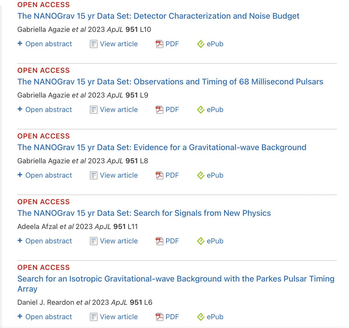 Read all of our @NANOGrav articles in the Astrophysical Journal Letters, now live and open access!