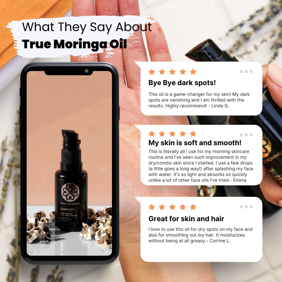 Our customers are spreading #moringalove! Our True Moringa oil is the ultimate superfood for your skin and hair. Apply this 100% pure cold-pressed oil to leave your skin glowing, baby-soft and healthy❤️ 

#moringaoil #moringafam #moringalove #regenerativefarming #veganskincare #w