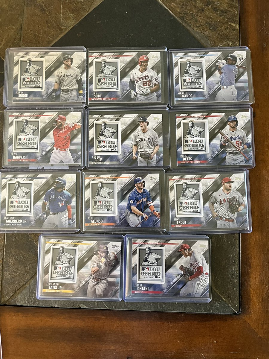 Thank you again @Topps for cementing #LouGehrigDay it’s rightful place in history. The full patch cards set is in. What an incredible way to celebrate ALS and all the hard work people like @adamfwilson426 @ChuckHabz and the entire @LG4Day have done for the cause.