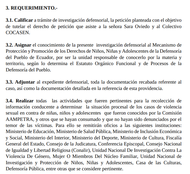 COCASEN_EC's tweet photo. #ViolenciaSexualNNA 
#RompamosElSilencio 

Con genuina emoción hacemos pública la providencia de @DEFENSORIAEC que da inicio a la Investigación Defensorial sobre Violencia Sexual Institucional en Ecuador.

Documento completo aquí: https://t.co/lTn6F4Vs2X https://t.co/YMSHDoNvZ0