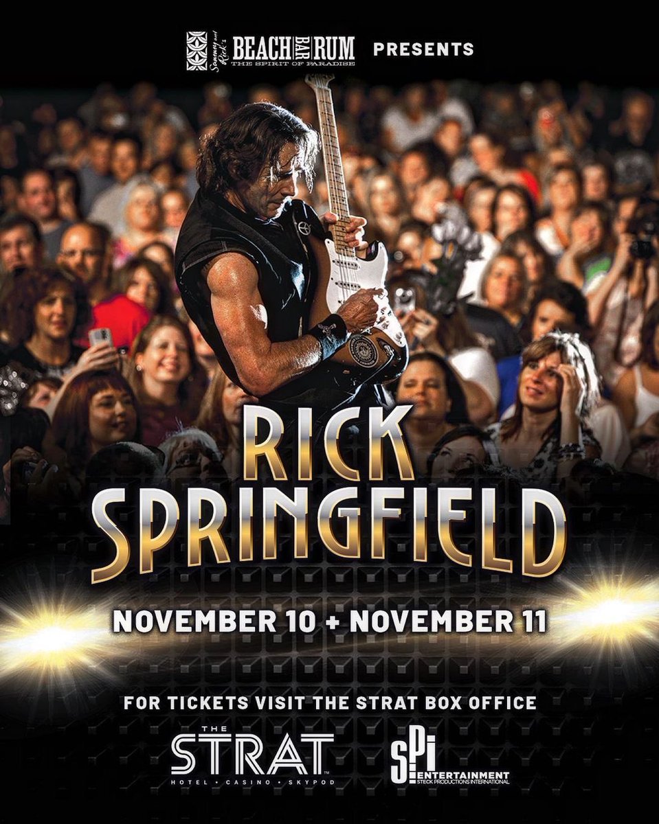 What happens in Vegas…🫣😉🤣
Rick Springfield
November 10 & 11
The Strat - Las Vegas
tickets.thestrat.com/eventperforman…