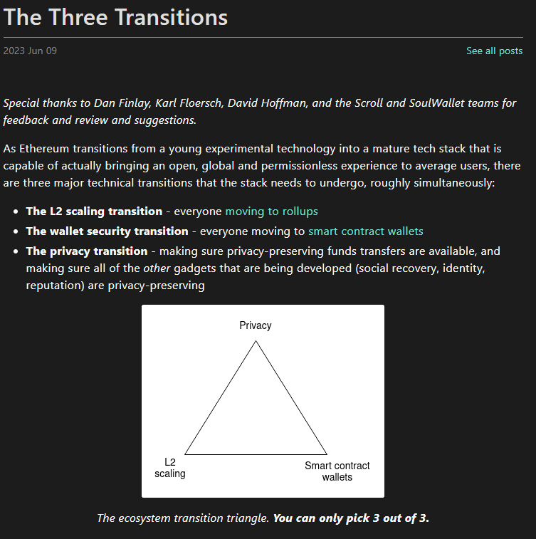 Hi <a href="/VitalikButerin/">vitalik.eth</a>!  Read your June 9 blog on the three transitions #Ethereum needs to undergo. We at <a href="/NotCentralised/">NotCentralised</a> (<a href="/numbersdefi/">Numbers</a> <a href="/N1ckB1shop/">ihatedefi.eth | DDS #2246</a>
<a href="/health_comments/">Mann Splainer</a> and myself) have been working on an open-source solution that aligns with your vision, particularly around privacy.