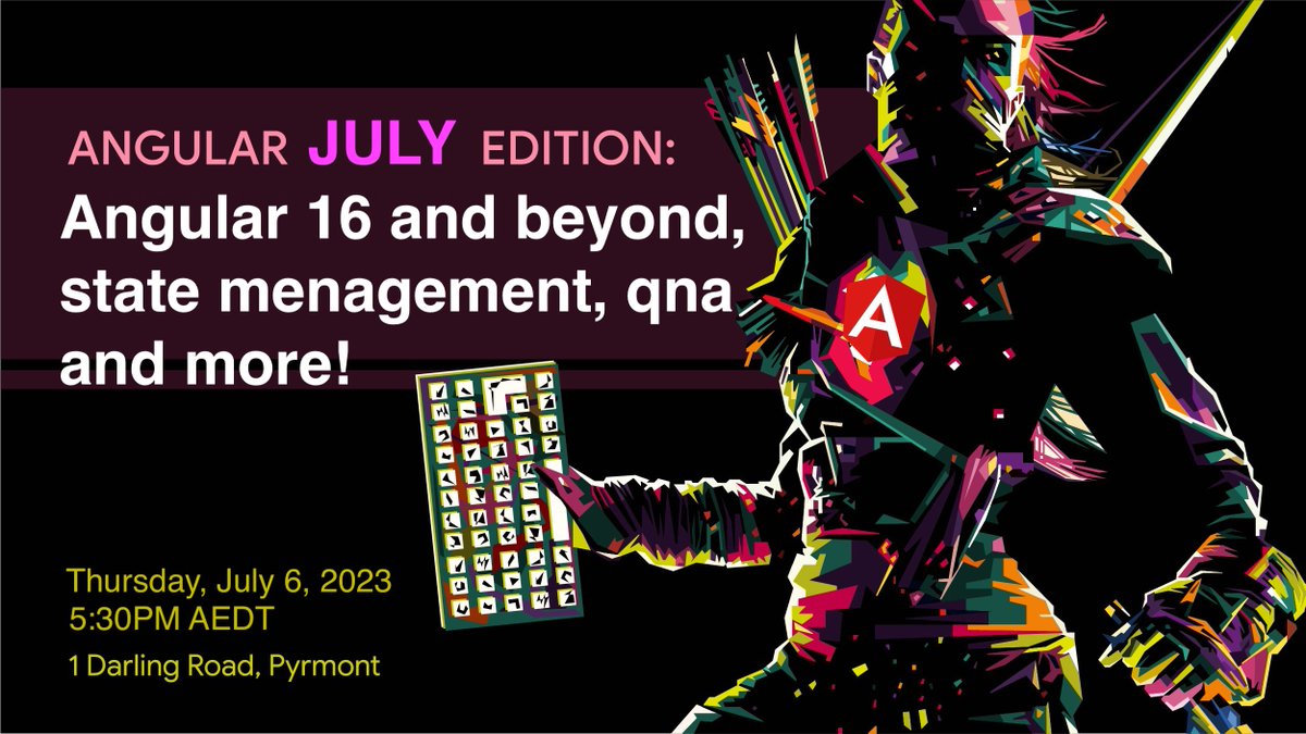 Happy to announce that <a href="/AngularSydney/">AngularSydney</a> July Edition is coming Thu, 6th of July 🥳.

Meet out speakers <a href="/nthonymiller/">Anthony Miller</a> and <a href="/kuncevic/">Lex 🔮</a> talking about beyond Angular 16 and modern state management with magic powers! 🧙👨‍🚀

RSVP: meetup.com/angularsydney/… 

#angular #meetup #sydney