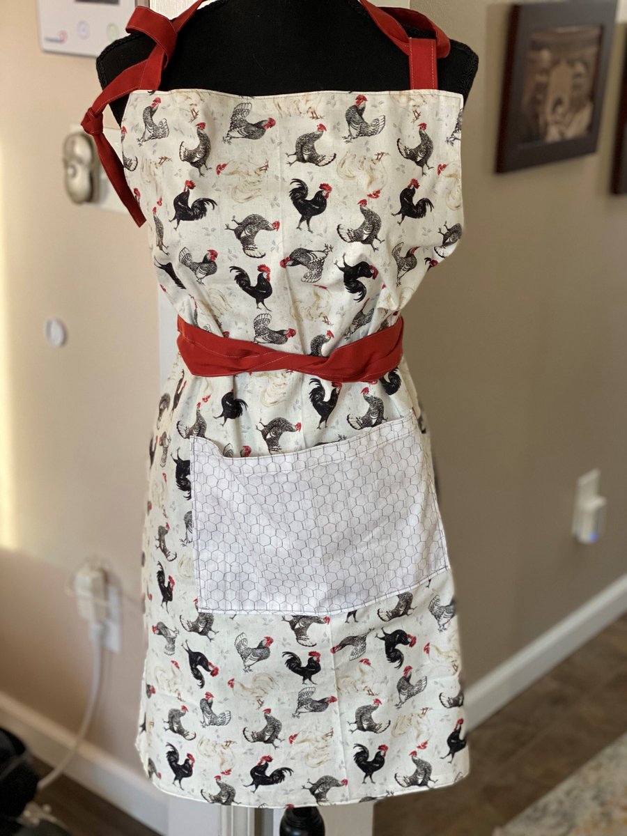 Excited to share the latest addition to my #etsy shop: Rooster Apron-Rise & Shine-Cock-a-doodle-doo-Barnyard-Farm Animals etsy.me/3XyYhnF #cotton #roosterapron #barnyardapron #farmanimals #red #grey #longapronties #modafabric #durability