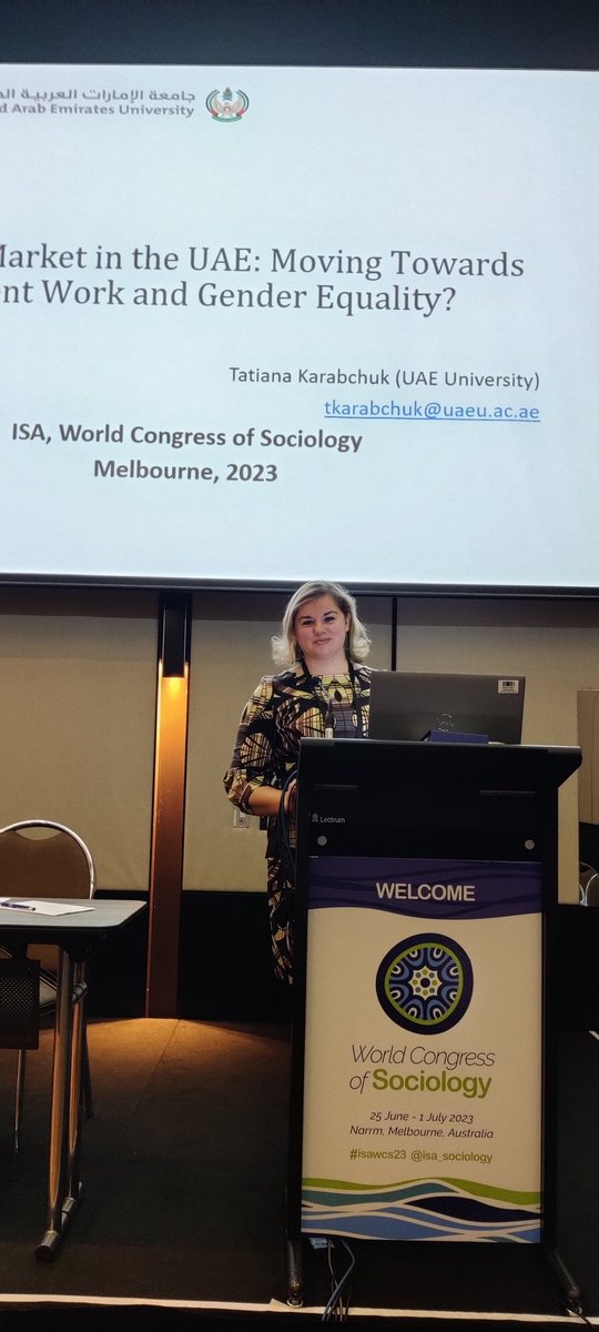 Was happy to present on recent trends of UAE Labour Market at ISA World Congress of Sociology in Melbourne