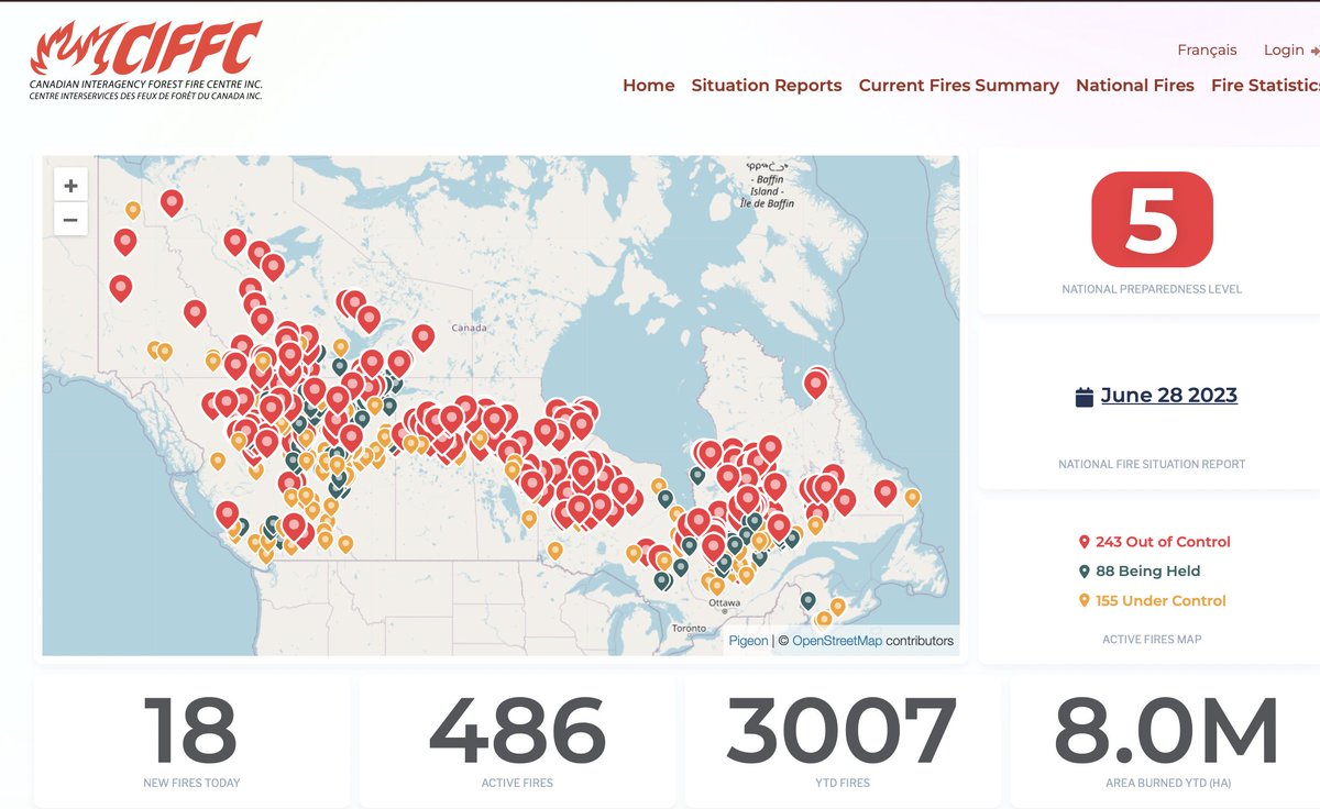 Where there's smoke there's fire (if not nec. nearby), which you would not know from a lot of US media. Canada is burning.