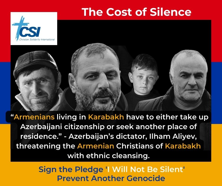 “Armenians living in Karabakh have to either take up Azerbaijani citizenship or seek another place of residence.” - Azerbaijan’s dictator, Ilham Aliyev, threatening the Armenian Christians of Karabakh with ethnic cleansing. Sign the pledge:
linktr.ee/csi_humanrights
#SaveKarabakh
