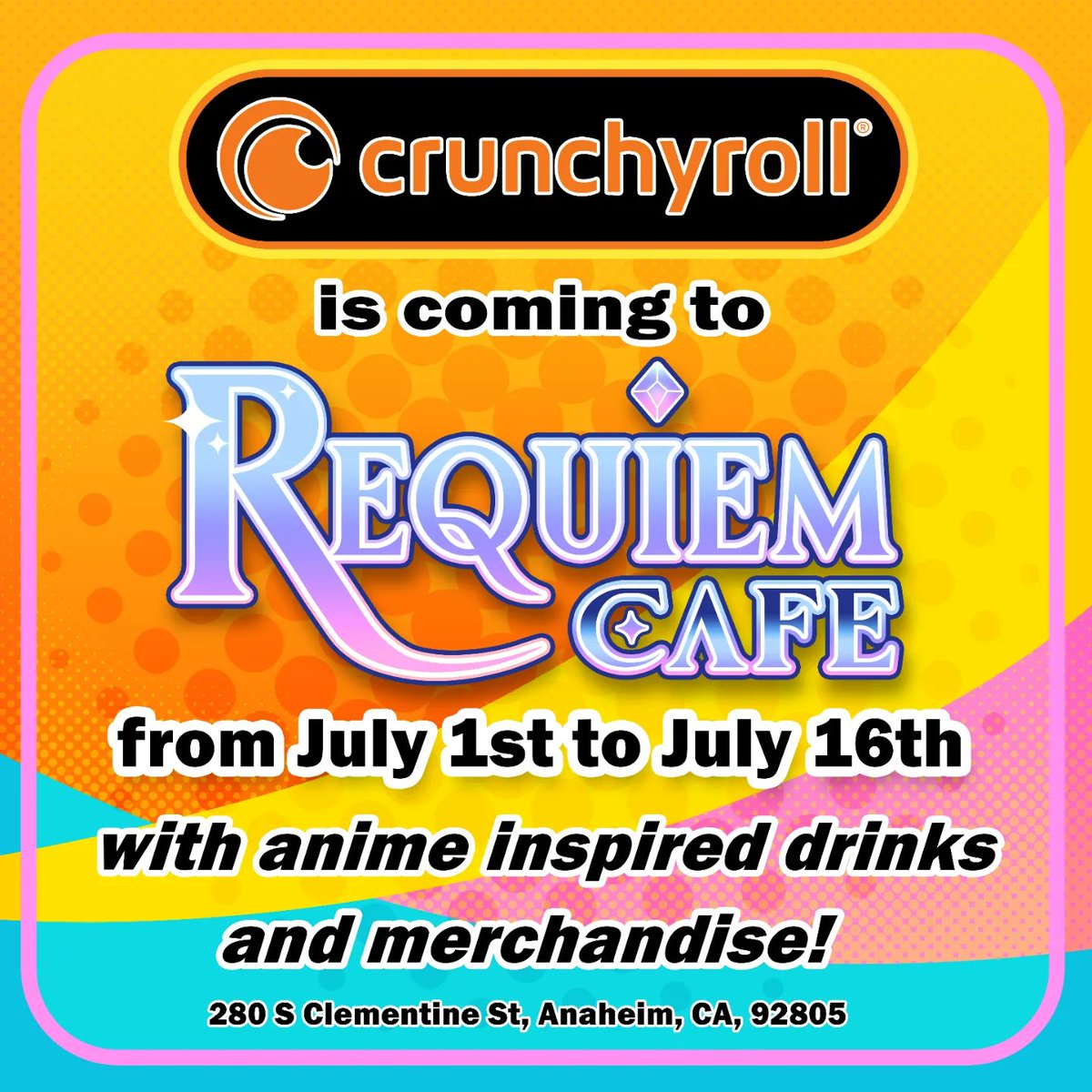 RequiemCafe's tweet photo. For our next cafe collaboration we're teaming up with @Crunchyroll to celebrate the love of anime with themed drinks, and exclusive limited time merch, and more surprises! Visit https://t.co/r8Is65g4hO for more details! https://t.co/4i0Jtqou9H