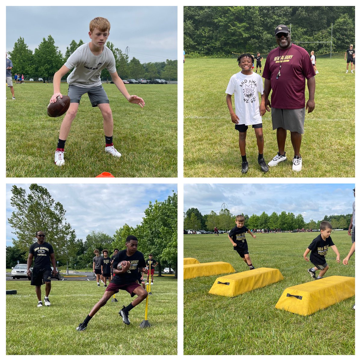 Coach_Britton's tweet photo. Day 3 brings the 2023 @NewAlbanyFB youth camp to a close. Great effort and excitement from the young Eagles! Thank you to our sponsors and supporters @MrsMapes13 and @643Spirit! See you next year Eagles! @350by50 @SammyCoach @CoachKrulNA @ScottSanford76 https://t.co/dc08DHHgBg