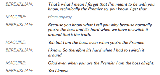 CaseyBriggs's tweet image. quite the telephone exchange between Berejiklian and Maguire