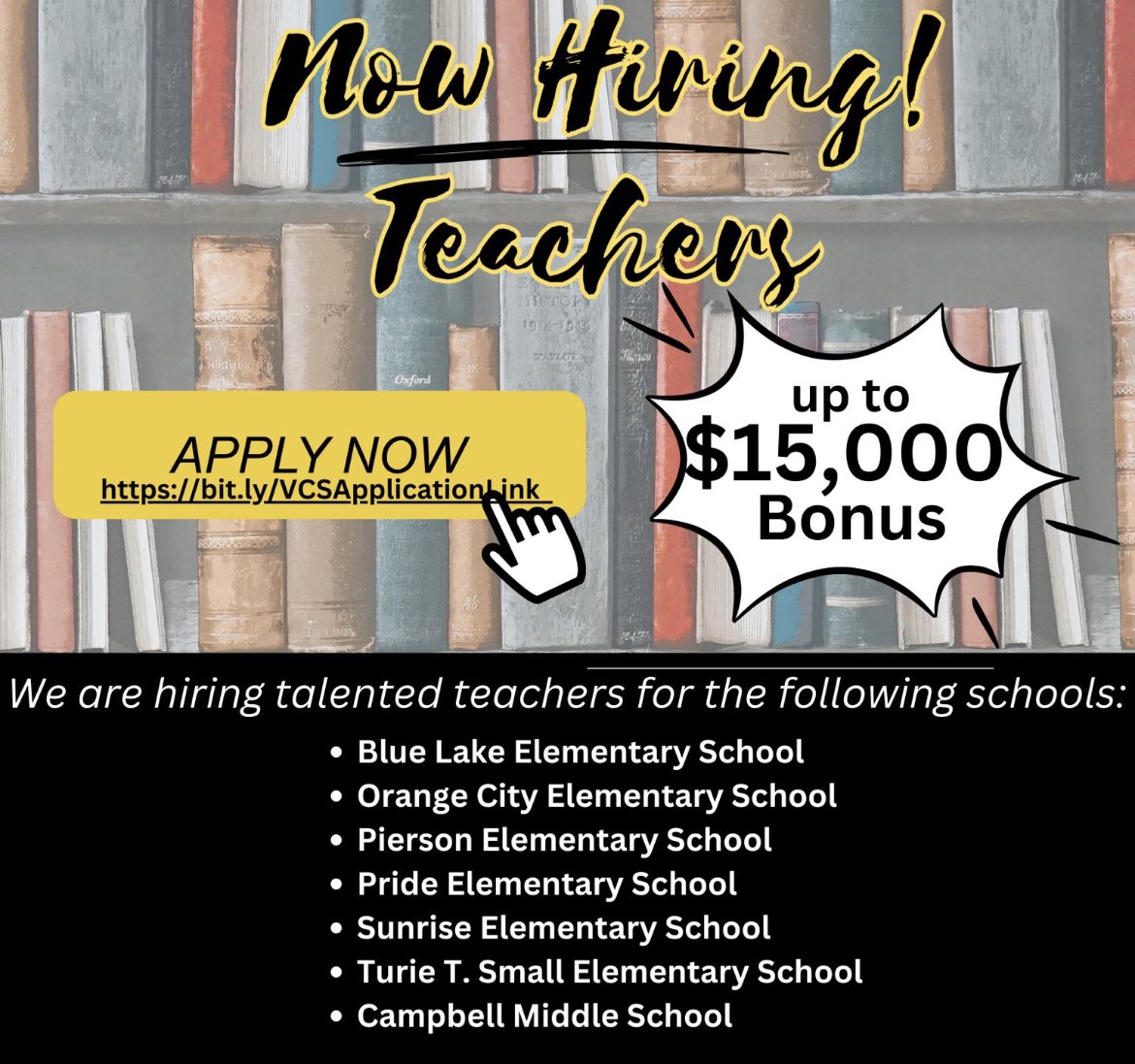 Come join the team at Orange City Elementary!!