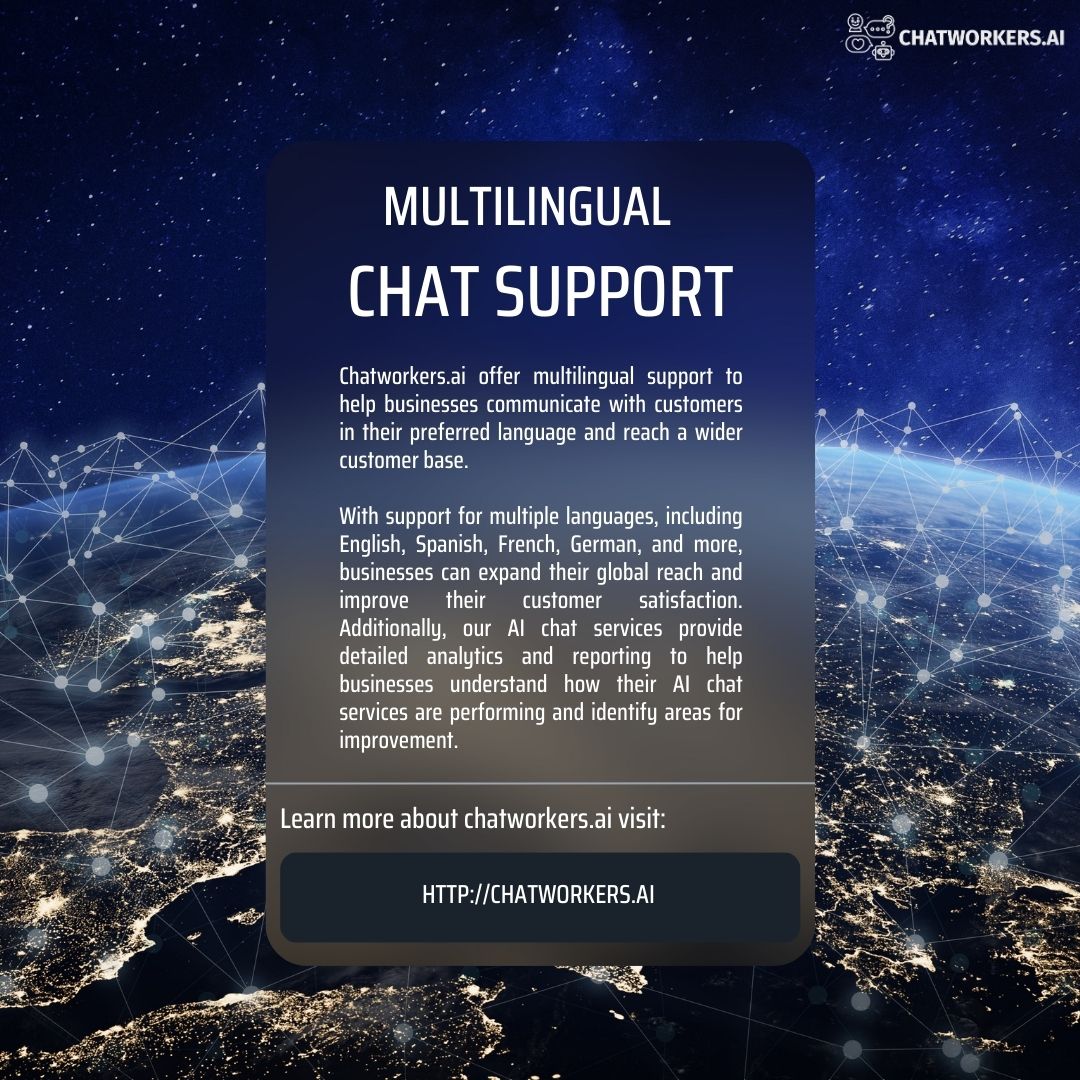 🌍🗣️ Break language barriers with Chatworkers.ai! 💼✨

#MultilingualSupport #LanguageDiversity #AIChatServices #GlobalReach #CommunicationSolutions #ChatworkersAI
