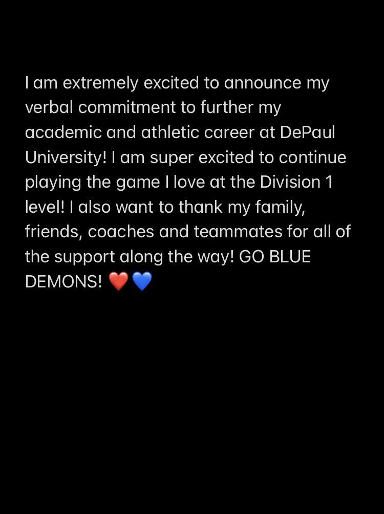 Chelsea_2024's tweet photo. I’ve been dreaming of this day since I was 9 years old! Super excited! Go Blue Demons! ❤️💙 @05Shockwaves @DePaulSB @CoachAdixZins @Abbers410 https://t.co/ZNIYnnT5oW