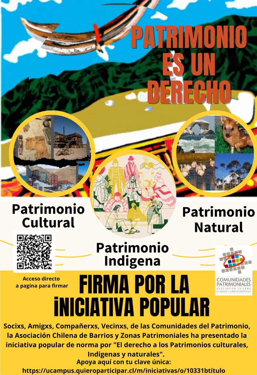 chilepatrimonio's tweet photo. Apoya "El derecho a los Patrimonios culturales y naturales".
Te invitamos a firmar y compartir con tus contactos en WhatsApp, Facebook, Instagram y Twitter.
Apoya firmando en:
https://t.co/zcNWoHzJxF
Seguimos en la lucha por el derecho a los Patrimonios culturales y naturales! https://t.co/ZNWc7IwWY6