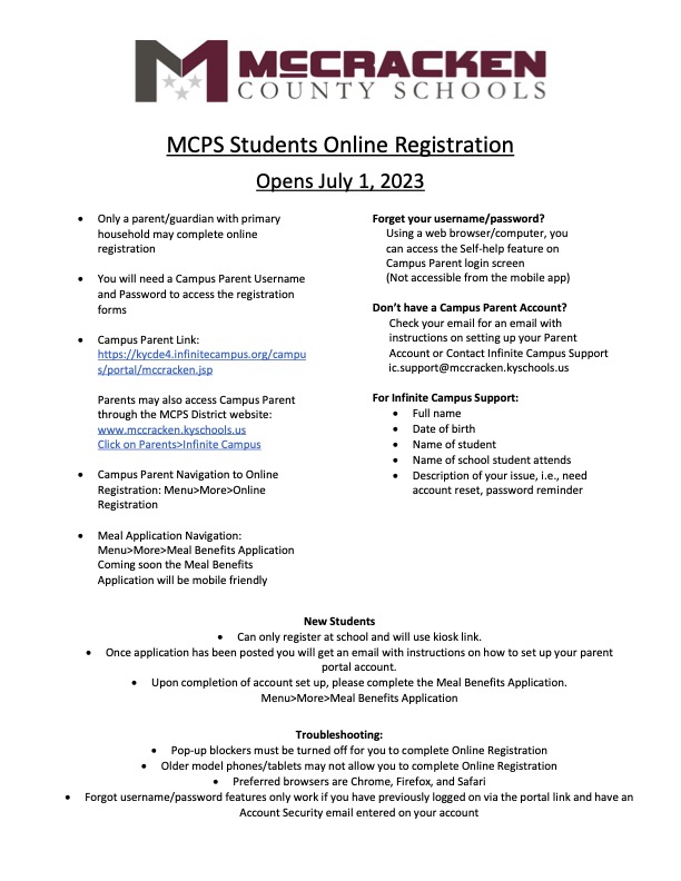 McCracken Co Schools on Twitter "Fall 2023 Online Registration Opens