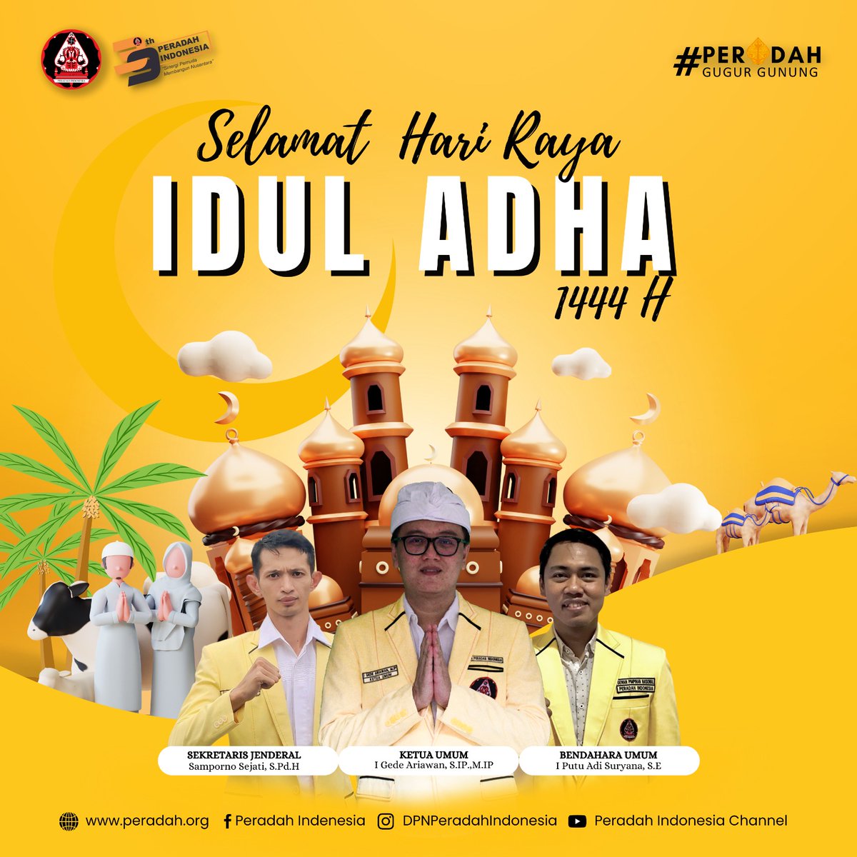 Selamat merayakan hari raya Idul Adha bagi seluruh umat muslim dimanapun berada

Selengkapnya Tentang Peradah
peradah.org
Facebook: Peradah Indonesia
Instagram: dpnperadahindonesia
Twitter: <a href="/peradah/">Peradah Indonesia</a>
YouTube: Peradah Indonesia

#peradah #pemudahinduindonesia #peradah