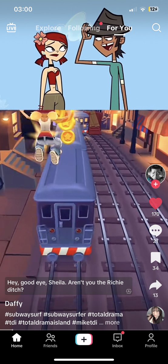 MANITOBA AND ZOEY TOTAL DRAMA WITH SUBWAY SURFERS UNDER THEM ON MY TIKTOK FYP????