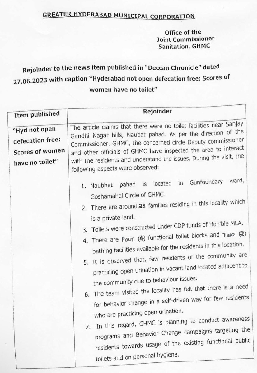 oratorgreat's tweet image. In response to @DeccanChronicle expose on how #Hyderabad is not free from #open #defecation - @GHMCOnline says 2 toilets (without drainage or water) for 23 families: their fault. We request #GHMC officials to demonstrate how to use these toilets as apt rejoinder