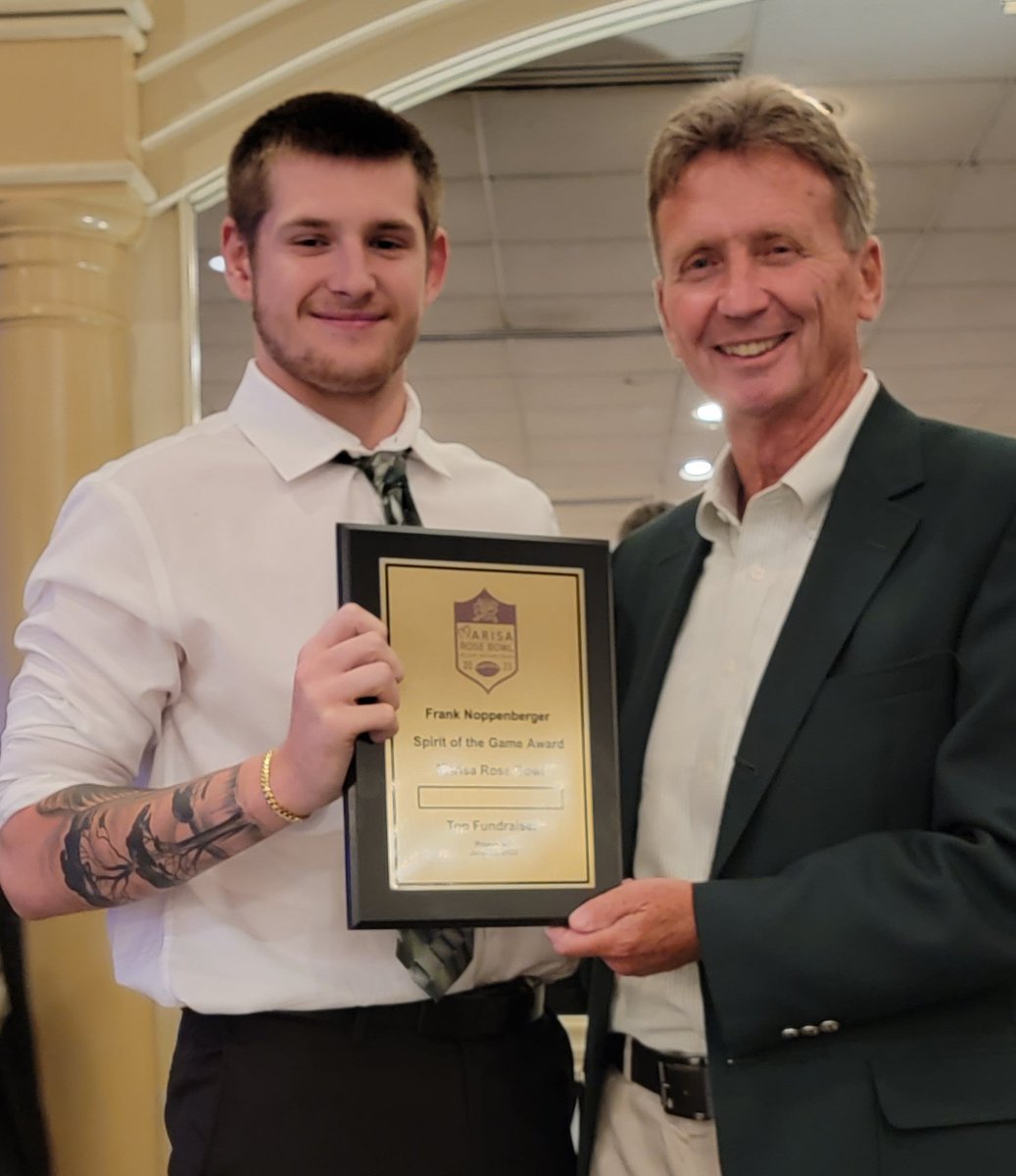 The Frank Noppenberger Spirit of the Game Award for the Marisa Rose Bowl sponsored by Bellamy and Sons Paving goes to Joseph Moroney from <a href="/SouthP_Football/">South Football</a> as this year's top fundraiser! See everyone tomorrow @WhsBarronsFB for a 7pm kickoff <a href="/MyCentralJersey/">MyCentralJersey</a> <a href="/FoundationMT/">Marisa's Foundation</a> ⭐️🏈💜🌈