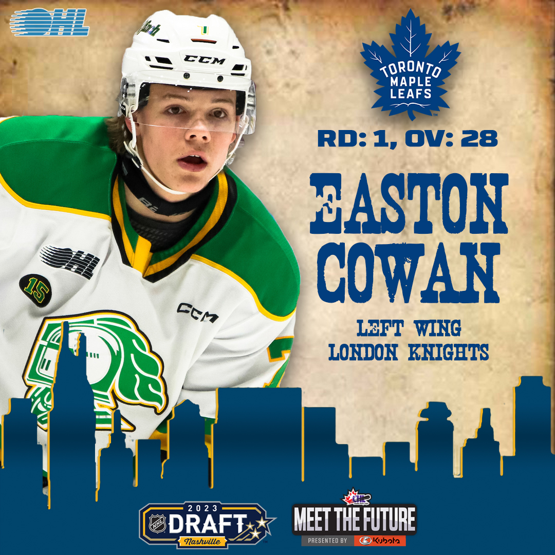 Easton Cowan's stock this season 📈

The <a href="/MapleLeafs/">Toronto Maple Leafs</a> take the <a href="/LondonKnights/">London Knights</a> winger 28th overall!

#NHLDraft Profile 🎥: bit.ly/442owW9