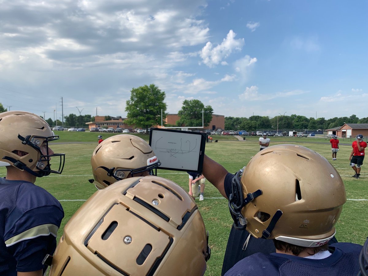 thecoachpad's tweet photo. The Coachpad in action at #teamcamp today on a hot, bright, sunny day helping players get better. Get yours today at https://t.co/ZlYUXexEiv and help your team prepare in camp and have a better experience with scout cards during the season! #TheCoachpad #scoutcards https://t.co/wZJxqlphqQ