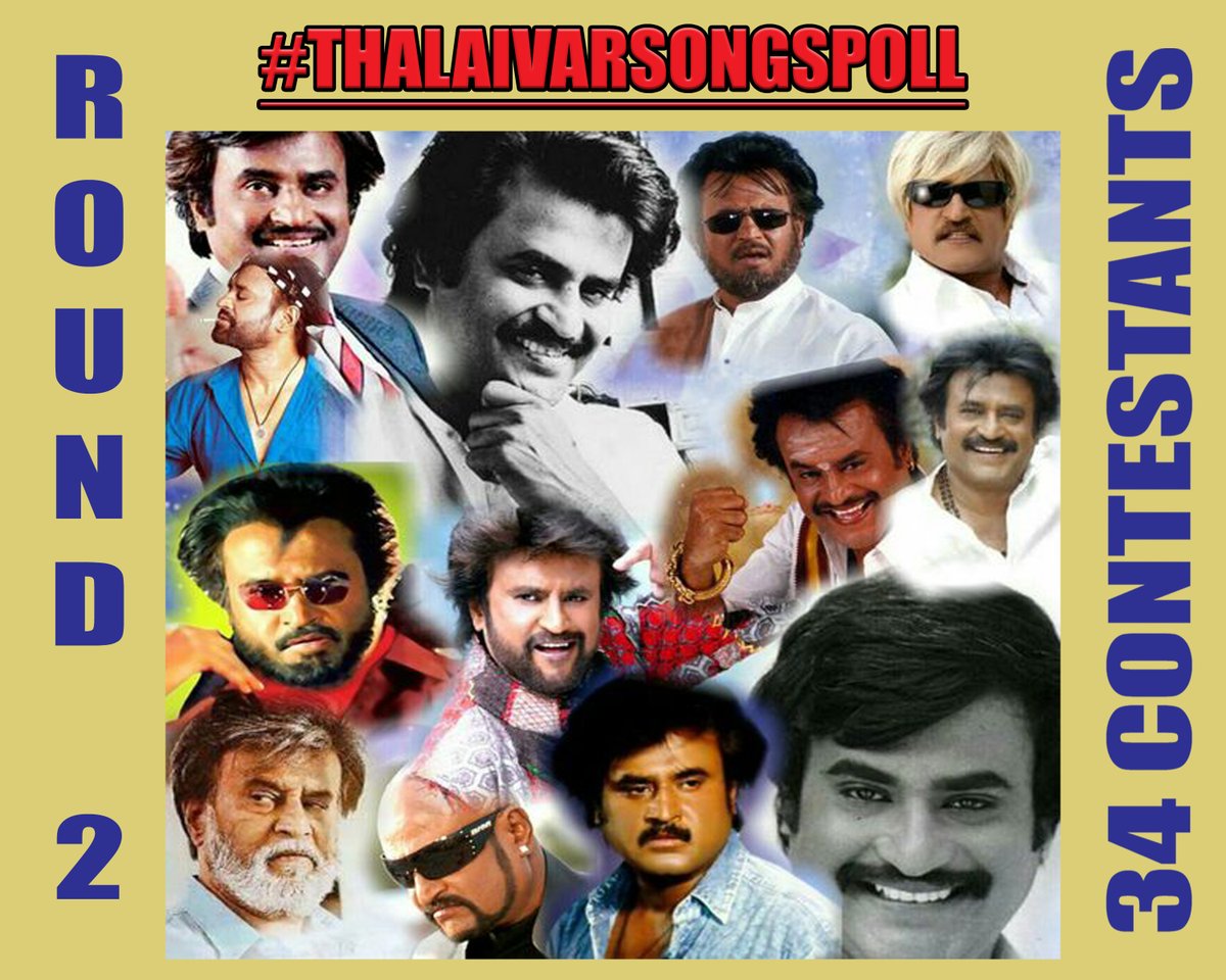 Here is the ROUND 2 of #ThalaivarSongsPoll - SOLO VERSIONS.  
Now that the 'Wildcards' are in, those 7 songs will compete in the ROUND 3 with the 17 winners tomorrow in the ROUND 2. (1/18).
POLL STARTS below in this THREAD. 
Kill the Poll - Its getting Harder folks :-)