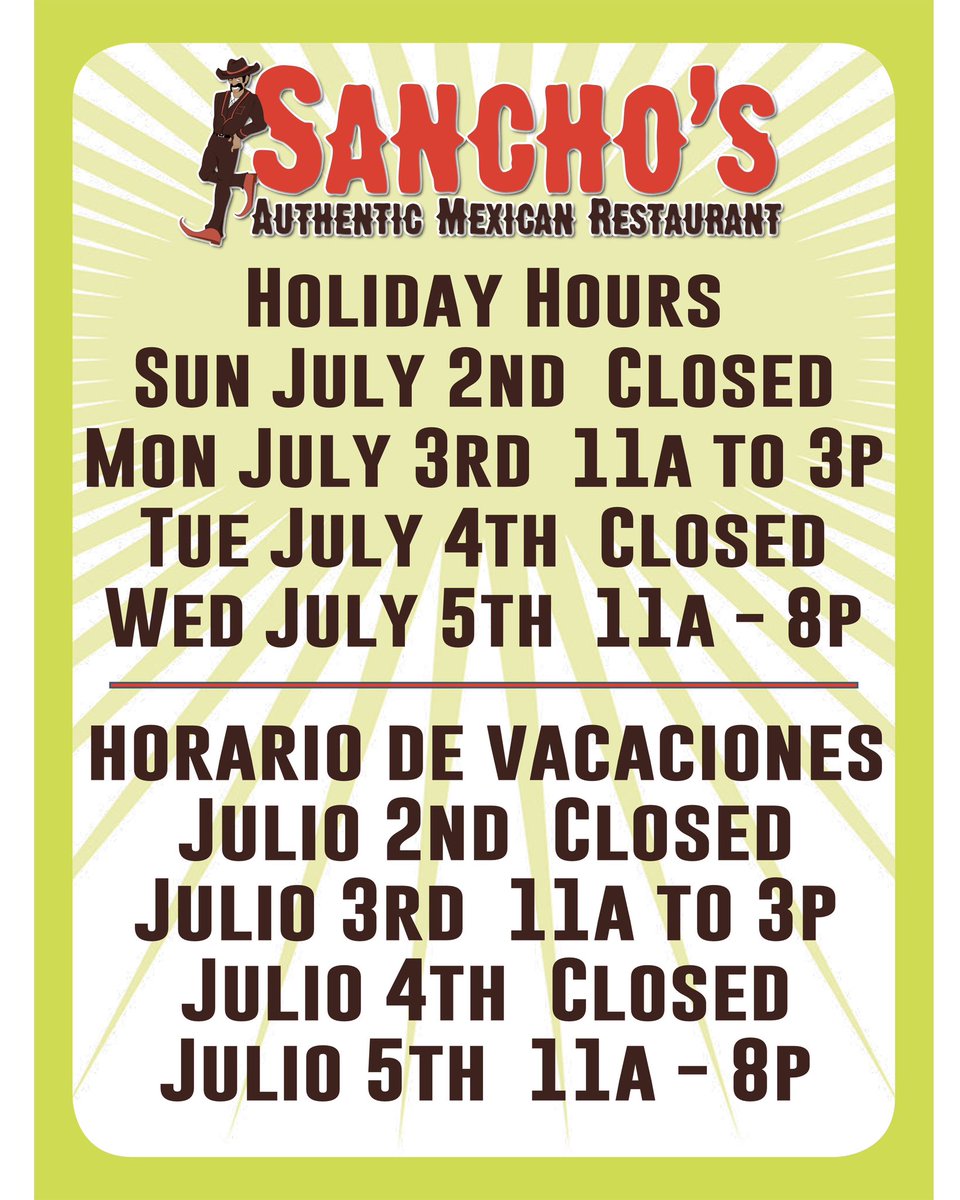 Upcoming Holiday Hours
