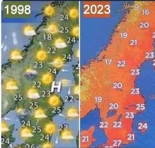 heather09332768's tweet photo. In 1998 they called it summer - now they paint everything red and call it extreme weather... this is how you fools all being programmed to believe this shit .. open your eyes !! https://t.co/X1YhalwRmf