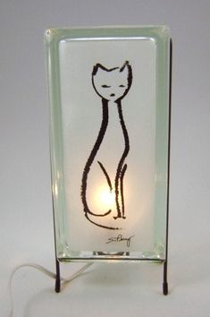 FREE SHIPPING #freeshipping #lamps #lamp #nightlight #gifts #giftsforhim #etsy #handmade #homedecor #glassblock #cat #cats #catmom #catlovers #handmadegifts #etsygifts #CatsOfTwitter #retro #50s #etsyshop