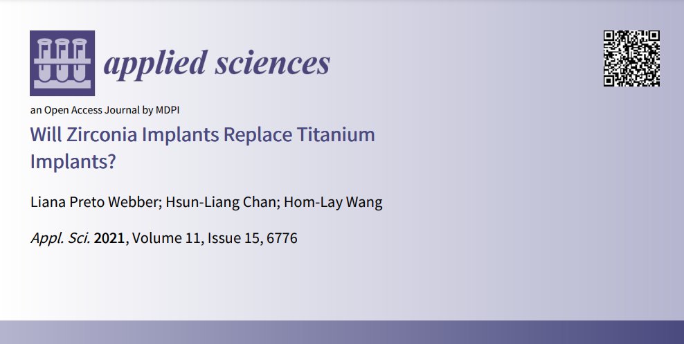 Applsci's tweet image. 📢 Read our Review paper

📚 Will #ZirconiaImplants Replace #TitaniumImplants?
🔗 mdpi.com/2076-3417/11/1…
👨‍🔬 by Dr. Liana Preto Webber et al.
🏫 @UMich

Special Issue "Innovative Techniques and Devices in Implant Surgical and Prosthetic Therapy"
mdpi.com/journal/applsc…