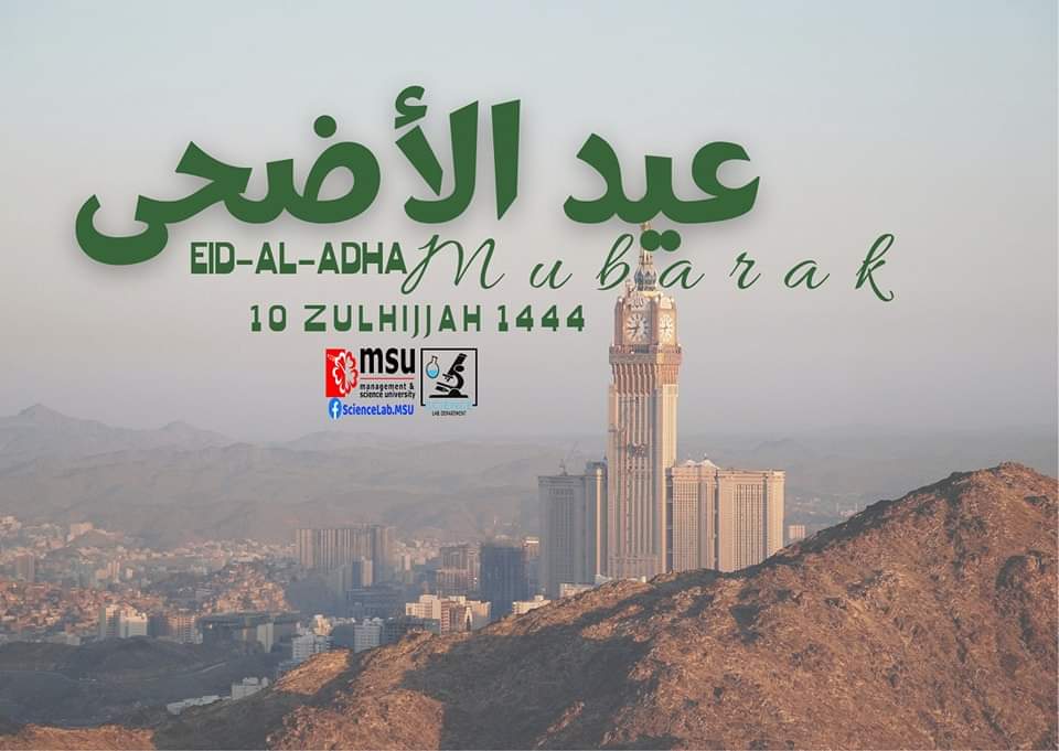 Eid Al Adha Mubarak 2023 to all #MSUrians  Muslims 🤗

May Allah shower Rahmah upon us and accept our prayers. Wishing you a blessed and joyous Hari Raya ! 

#MSUScienceLab 
#msumalaysia 
#eiduladha2023