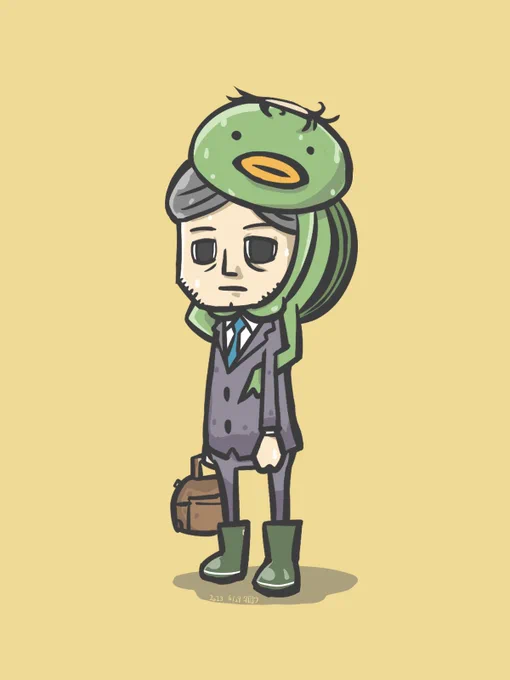 6/29 かっぱをきて  #イラスト #一日一絵