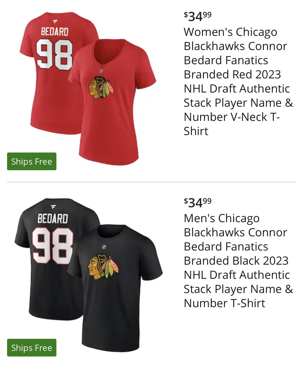 Connor Bedard Chicago Blackhawks Fanatics Branded 2023 NHL Draft Authentic  Stack Player Name & Number T-Shirt - Black