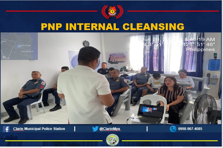 ClarinMps's tweet photo. On June 29, 2023 at 11:24 PNP Personnel  of Clarin MPS under the supervision of PMAJ JINGLE CALO ESICK, COP crafted SOCCARD regarding PNP INTERNAL CLEANSING and posted it to Clarin MPS facebook page.
#SerbisyongNagkakaisa
#ToServeandProtect https://t.co/BVneD6pMop