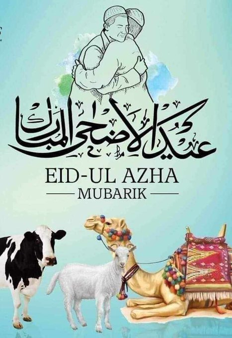 تمام مسلمانوں کو عیدالاضحی مبارک ہو ⁦
اللہ تعالیٰ آپکی قربانیوں کو قبول فرمائے اور سنت ابراہیمی کو ادا کرنے کا مکمل اجرو ثواب عطاء فرمائے⁦❤️
 آمیـــن ثم آمیـــن یاربـــ العالمیــــــن⁦
#عيد_الأضحى_المبارك