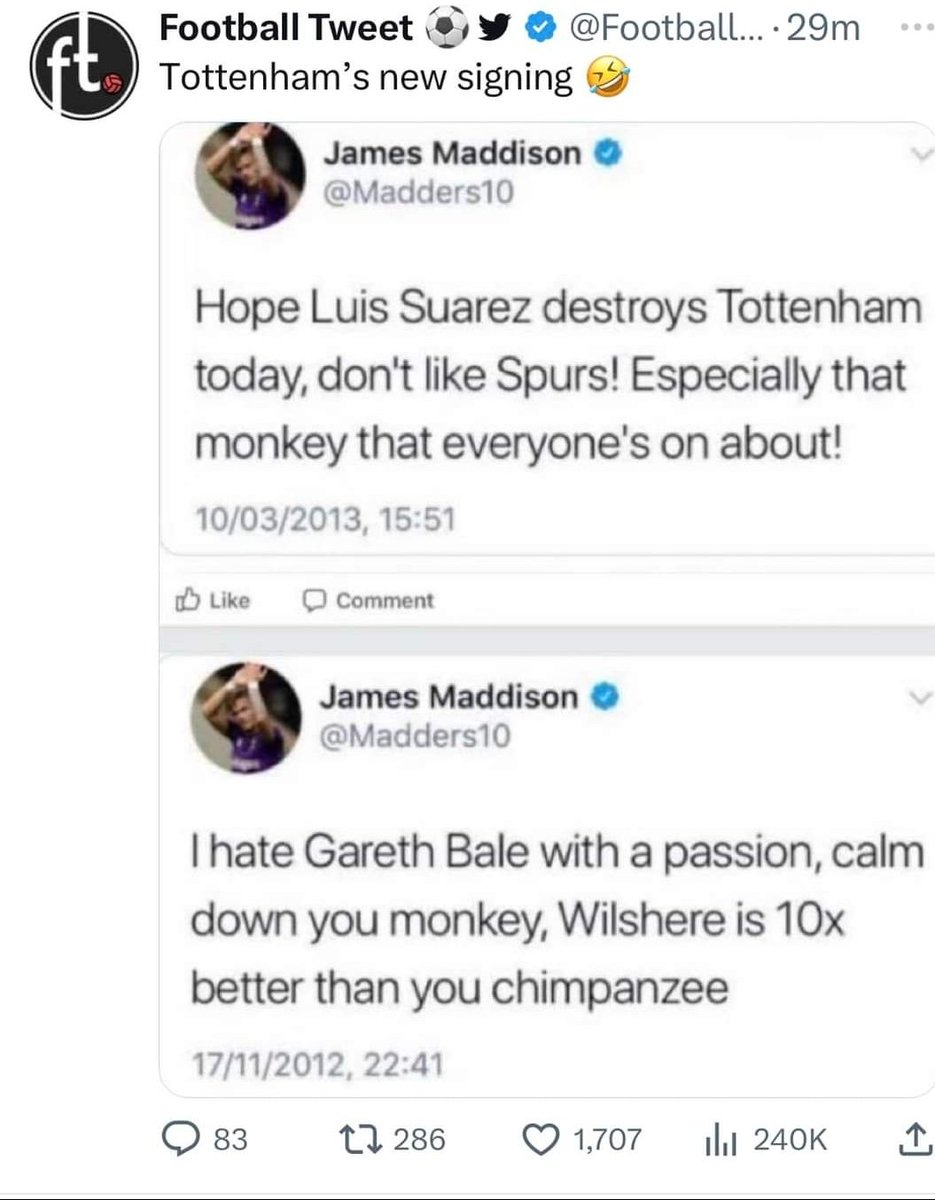 CJTalbot's tweet photo. So yeah congrats on ya new signing #Spurs  im gonna leave this right here 👀 🤣🙈 https://t.co/tbjZHs1Q0r