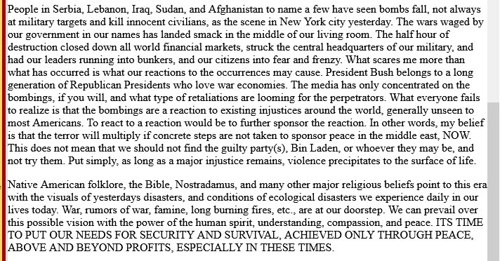 numetal_moment's tweet photo. Two days after 9/11 Serj Tankian posts the essay "Understanding Oil" to System of a Down's website. Sony Music would remove the essay amid claims Tankian was "justifying" the attacks and the band was monitored by the CIA for subversive activities (2001) https://t.co/mQQhxALoDc