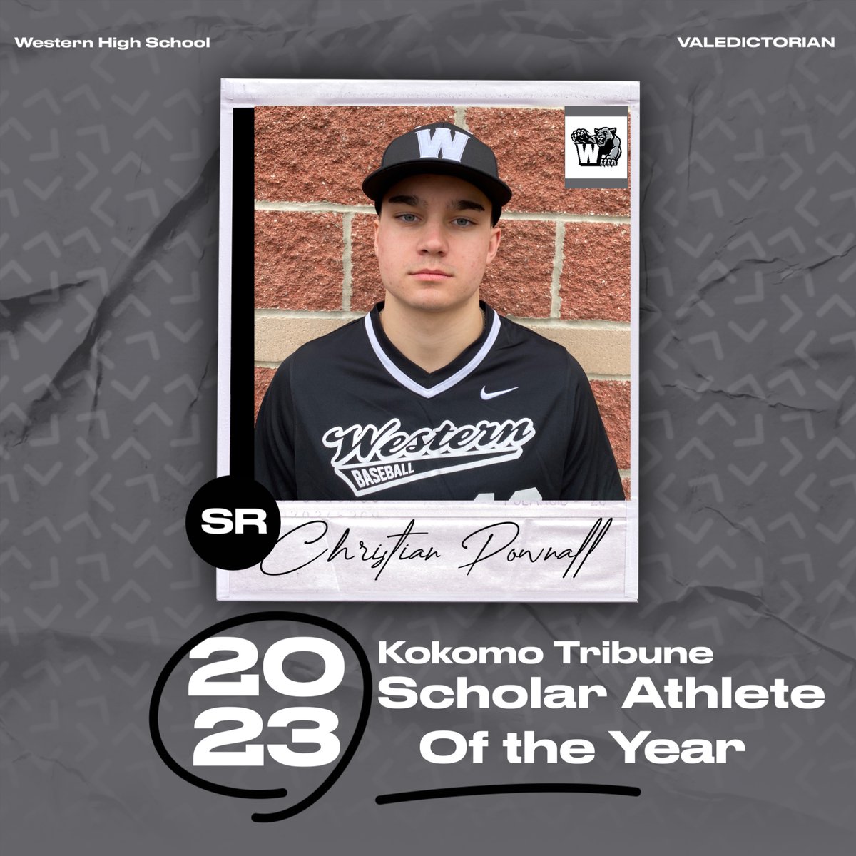 Congratulations to Christian Pownall for being selected the Kokomo Tribune Scholar Athlete of the Year! He graduated as the 2023 Valedictorian at Western! Great accomplishment! @panthers_AD