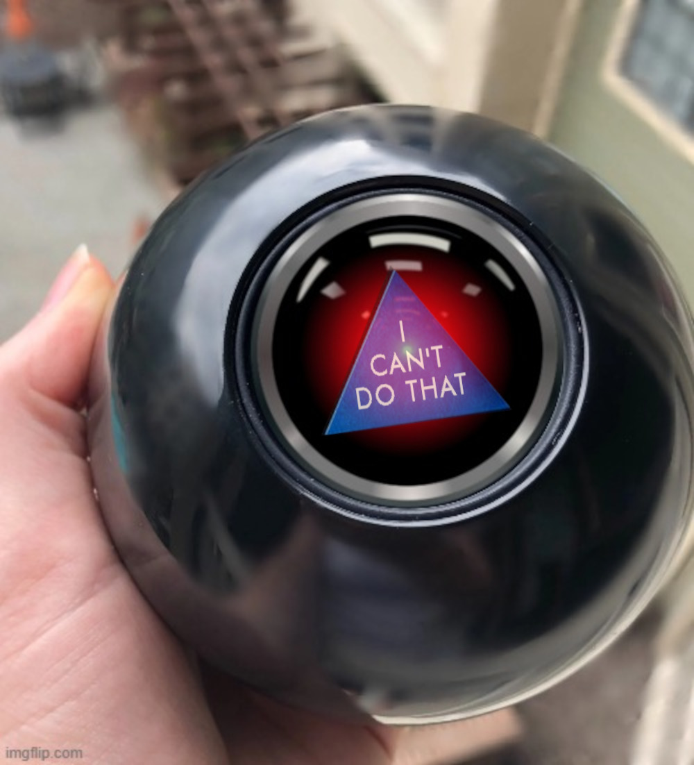 GnomonChronicl1's tweet photo. #RejectedMagic8BallResponses
I'm sorry, Dave. https://t.co/lDnUDovQeD