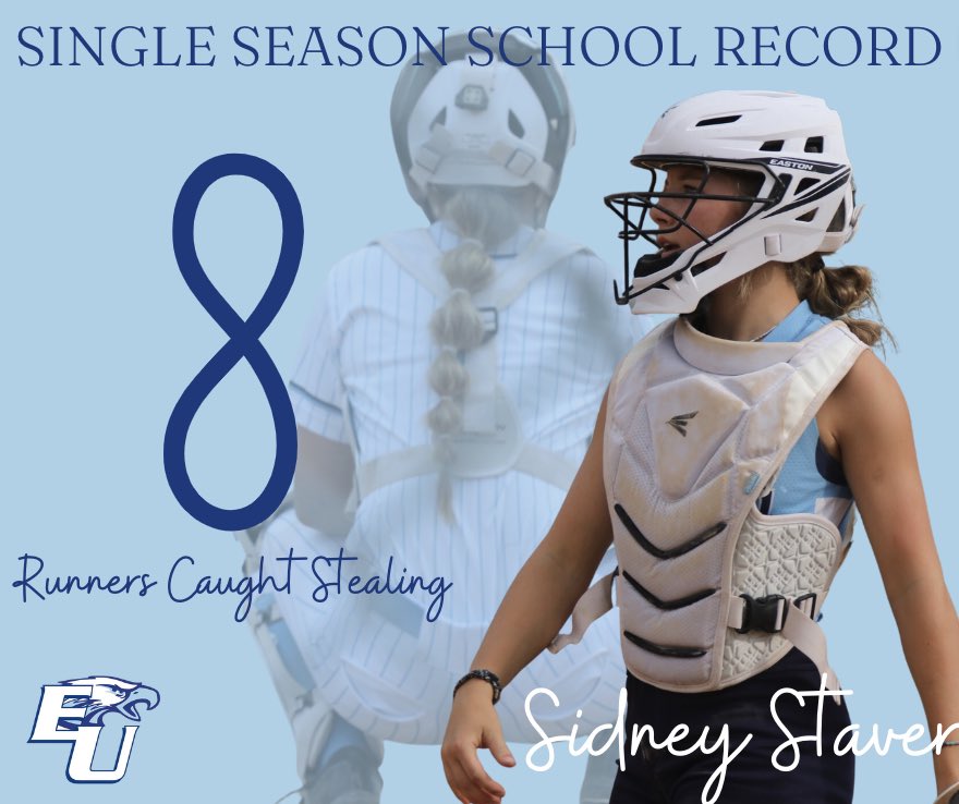 ❕SINGLE SEASON SCHOOL RECORD❕

With throwing her 8th runner out tonight, catcher Sidney Staver has broke the single season school record. Congrats Sid!🦅🥎

<a href="/EU_Activities/">EastUnionActivities</a>