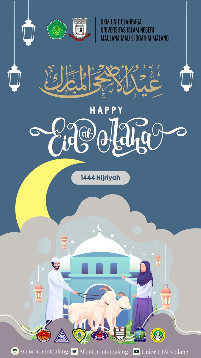 Allahu Akbar Allahu Akbar Walillahilham.

Kami segenap Keluarga Besar UKM UNIOR mengucapkan: 

SELAMAT HARI RAYA IDUL ADHA 1444 H ✨

Mari lapangkan hati dan tingkatkan keikhlasan seperti kisah Nabi Ibrahim dalam menginspirasi kita untuk selalu ikhlas dan takwa kepada Allah SWT.