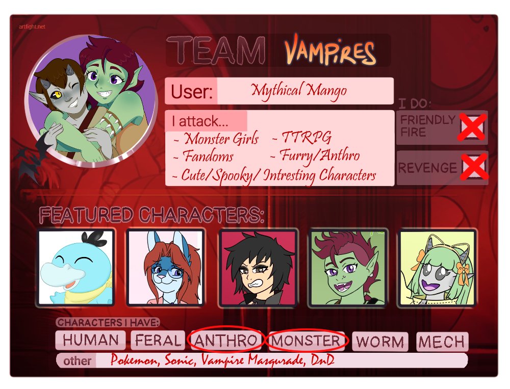 Fluttercord45's tweet image. This is my first time going to be in an Art Fight. /)^0^/)
Get ready for the fun and awesome drawing battle. >:3
#teamvampire #artfight2023