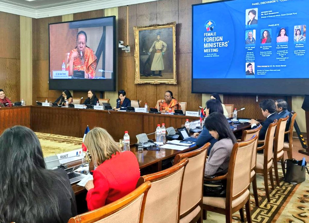 MongolDiplomacy's tweet photo. Joining the “Climate Change” panel to tackle global impacts, urgent adaptation, and mitigation. Esteemed panelists will shed light on challenges and opportunities. Let's empower women leaders to safeguard our planet and future. #ClimateAction #WomenInDiplomacy #F2M2 #FFMM https://t.co/h1QcddpLFZ