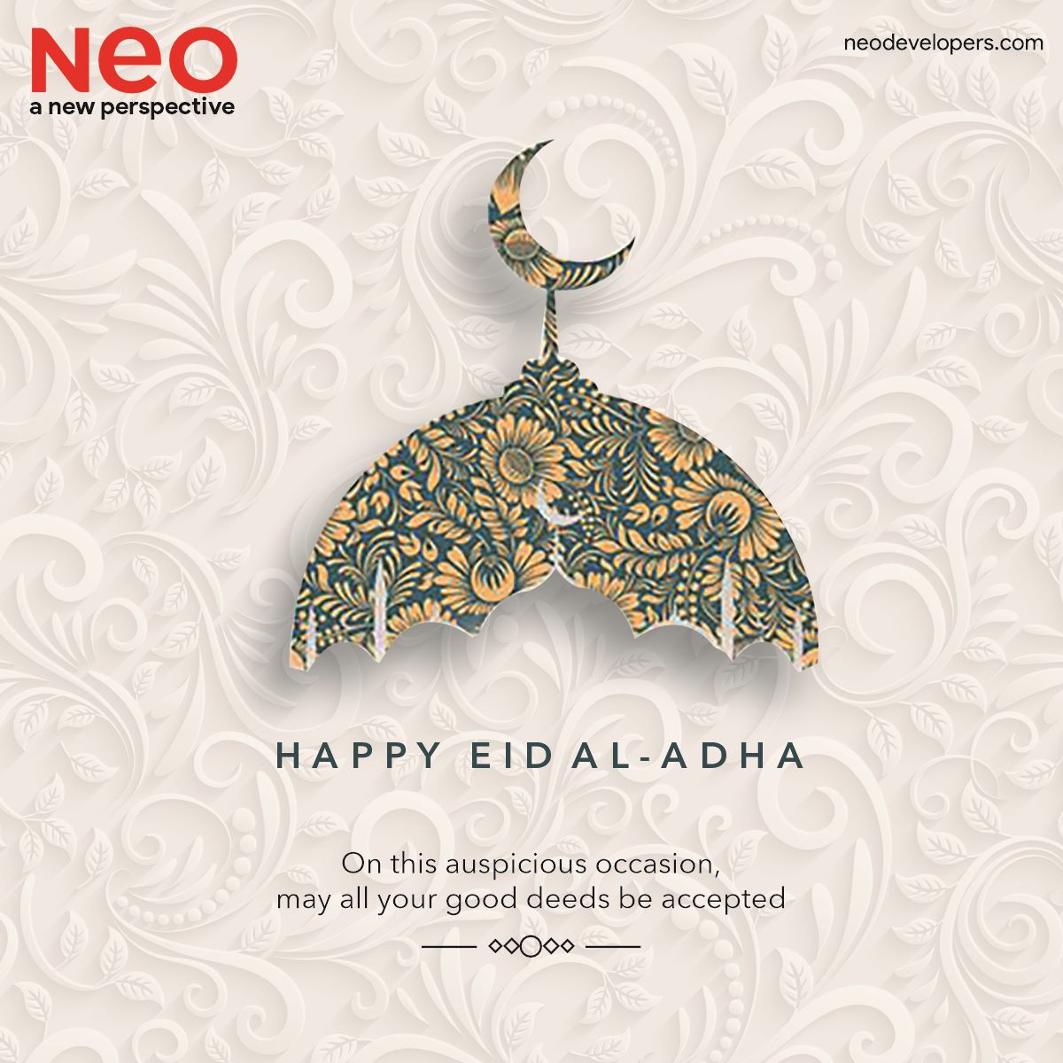 NeoDevelopers's tweet photo. We wish you a very happy and peaceful Eid Al Adha.

#eidaladha #eid #eidmubarak #eiduladha #happyeid #islam #bakraeid #ramadan #neo #neodevelopers #dwarkaexpressway #realestatedevelopers #realestate https://t.co/B68OQ6NGgD