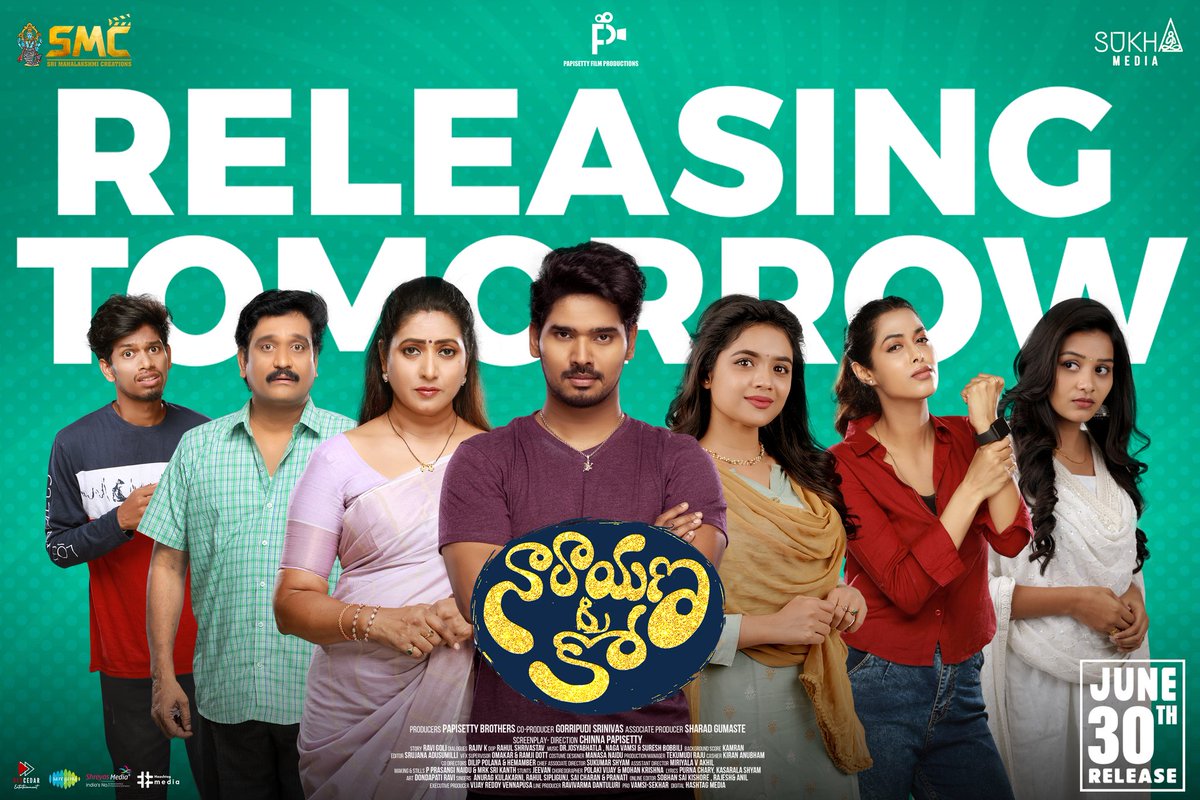 PapisettyFP's tweet photo. తిక్కల్ Family #NarayanaAndCo coming tomorrow to your nearest CINEMAS💥

Get Ready Meet the craziest Dhed Dimak Batch🔥

Book your tickets now! 
▶️ https://t.co/HQiyNuWfmG

IN CINEMAS TOMORROW🤩

@UrsSudhakarK @Pooja_Kiran @ChinnaPapisetty @Sukha_Media @PapisettyFP @saregamasouth https://t.co/EhHWlczb0p