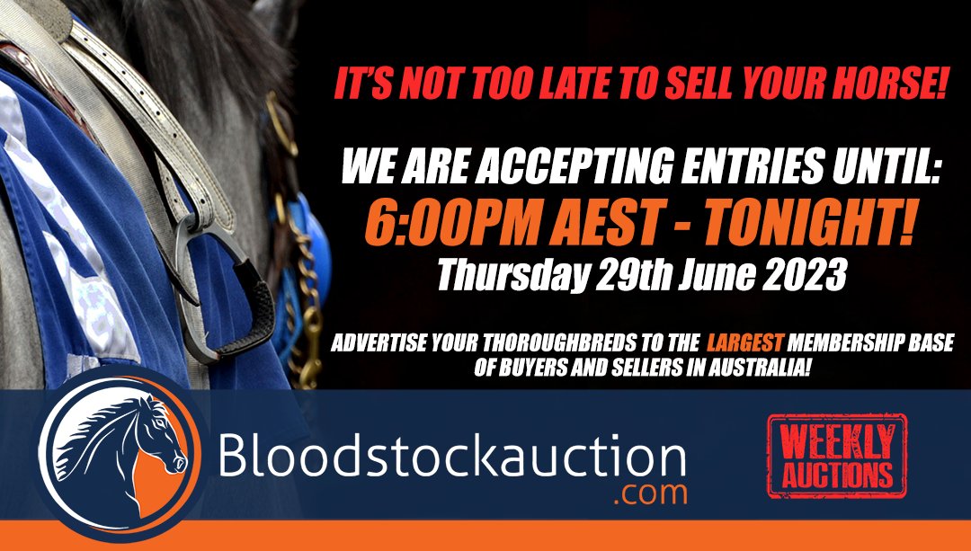 📣Calling for Entries! Final Opportunity to List - Accepting entries until 6PM AEST TONIGHT! mailchi.mp/bloodstockauct… It's not too late to get your horse entered in this week's auction catalogue. bit.ly/3PyEsea